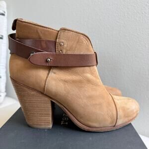 Rag & Bone Harrow Suede Ankle Boots Block Heel Camel EU 38/ 8 US